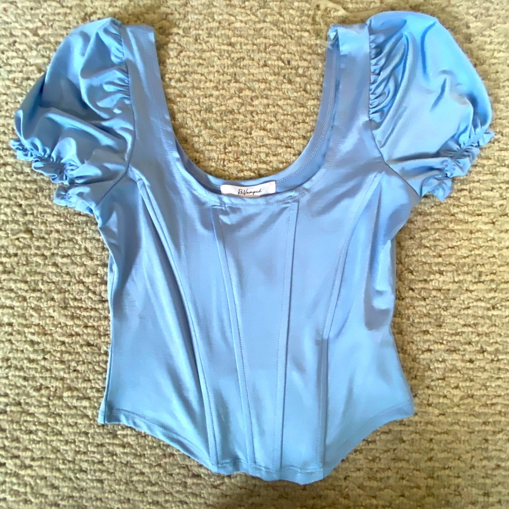 Puff sleeve crop top 💜💙